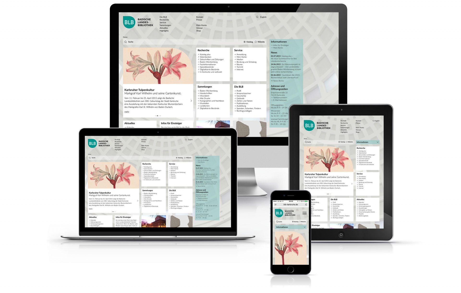 Webdesign: Responsive Website auf Tablet, Smartphone Desktop BLB Badische Landesbibliothek -