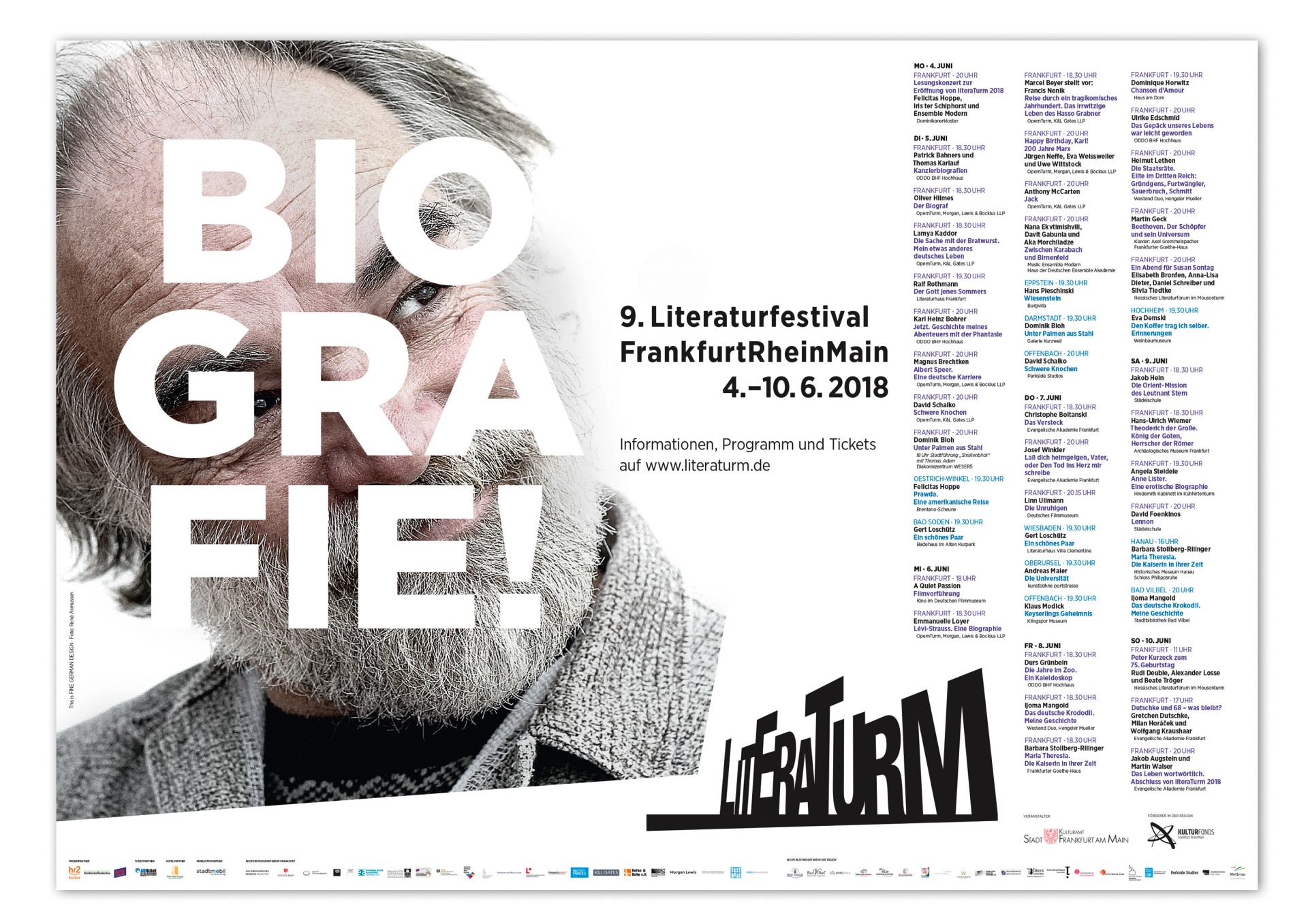 Kampagne für Literaturm 2018 - BIOGRAFIE! - Kulturamt Frankfurt - Plakatgestaltung