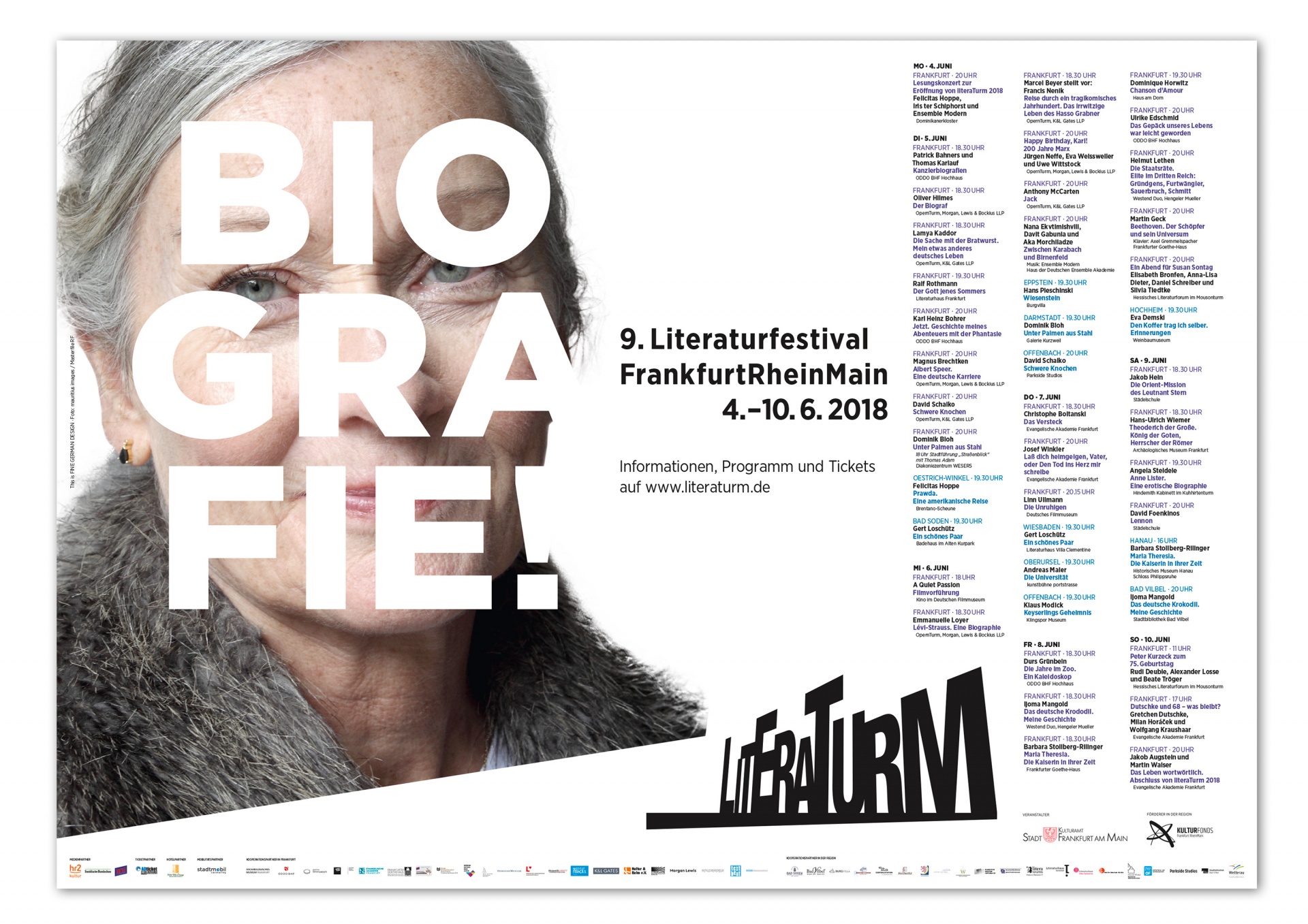 Plakat Poster Literaturm 2018 Biografie Veranstaltung Frankfurt