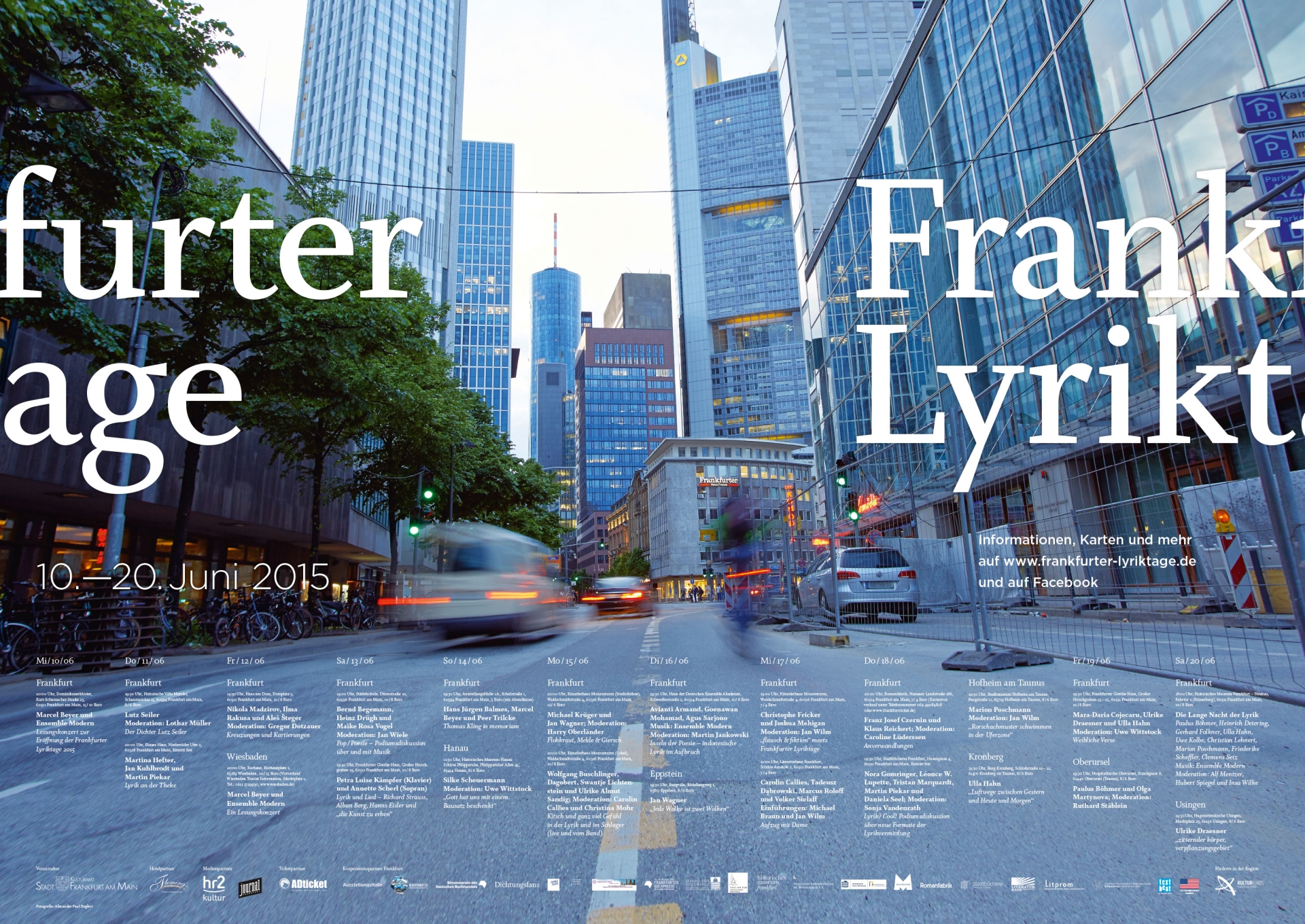 Kampagnengestaltung Frankfurter Lyriktage 2015 - Kulturamt Frankfurt - Programm-Plakat