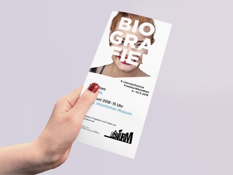 Kampagne für Literaturm 2018 - BIOGRAFIE! - Kulturamt Frankfurt - Flyer