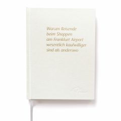 Buchgestaltung - Fraport Studie Marketing Buch - Cover mit geprägtem Leinen