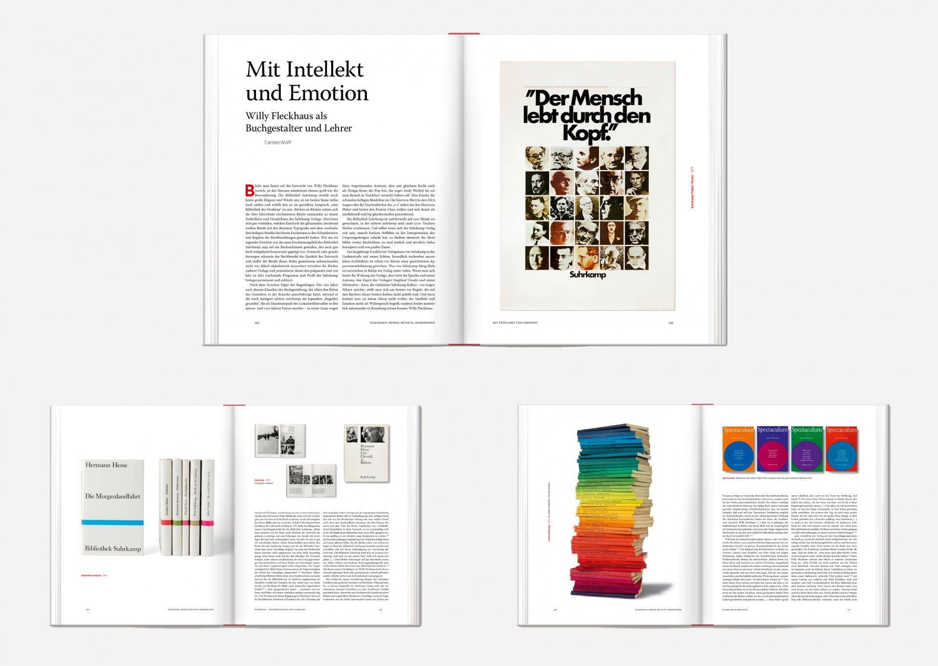 Buchgestaltung Willy Fleckhaus - Design, Revolte, Regenbogen - Doppelseiten Bucheinstieg