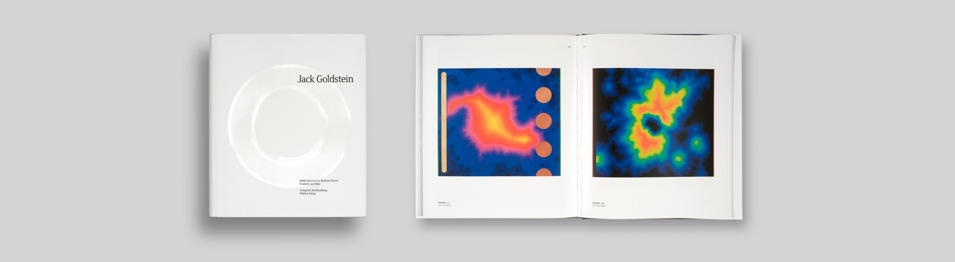 Buchgestaltung - Künstlerkatalog: Jack Goldstein - Museum für Moderne Kunst - Doppelseite und Cover