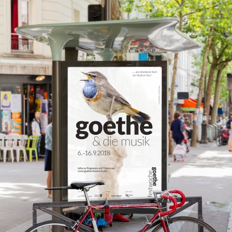 Kampagengestaltung: Goethe Festwoche 2018: Goethe & die Musik - Kulturamt Stadt Frankfurt am Main - Plakat-Anwendung 