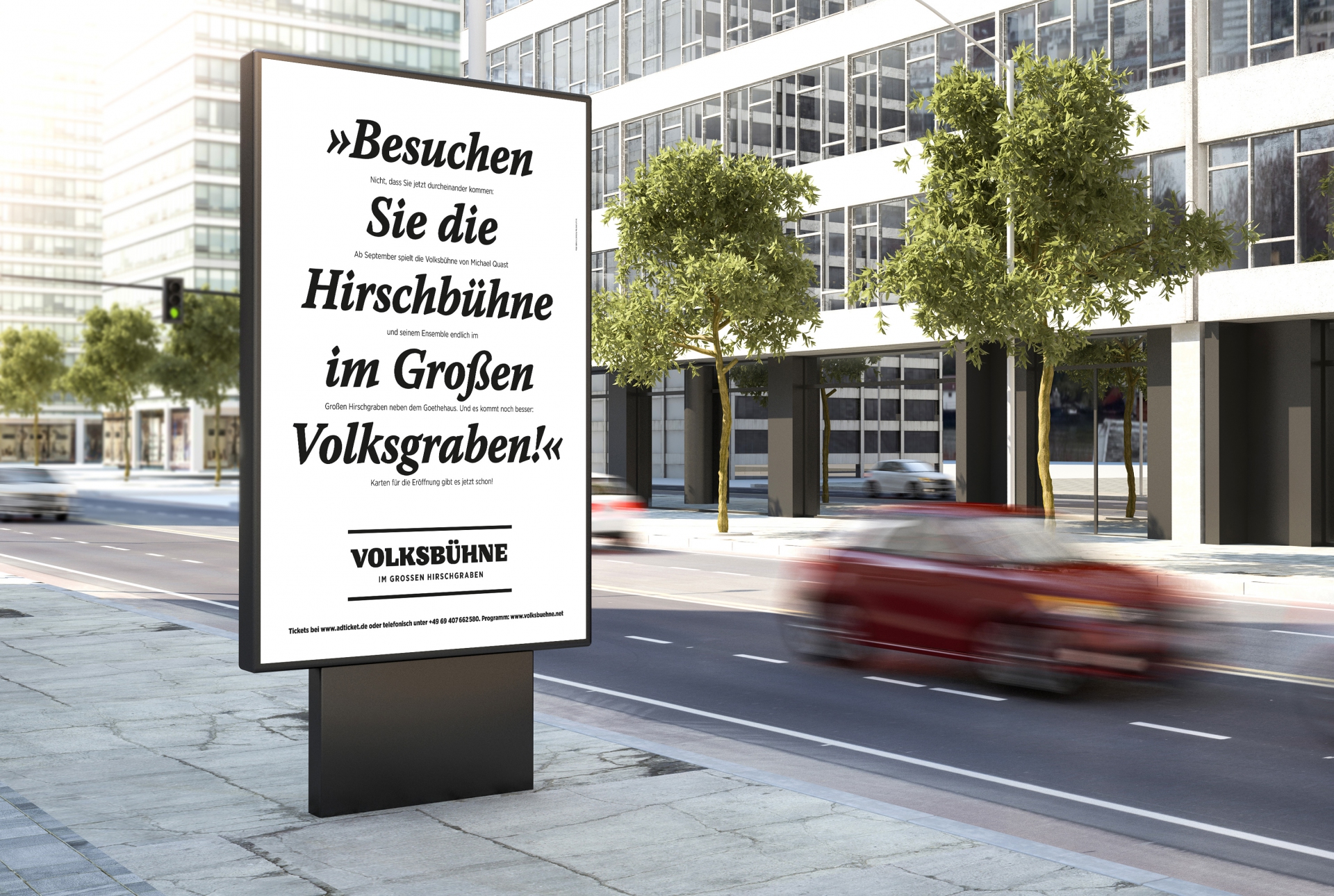 Brand Design - Corporate Design - Volksbühne im Großen Hirschgraben - Plakat-Anwendung im öffentlichen Raum