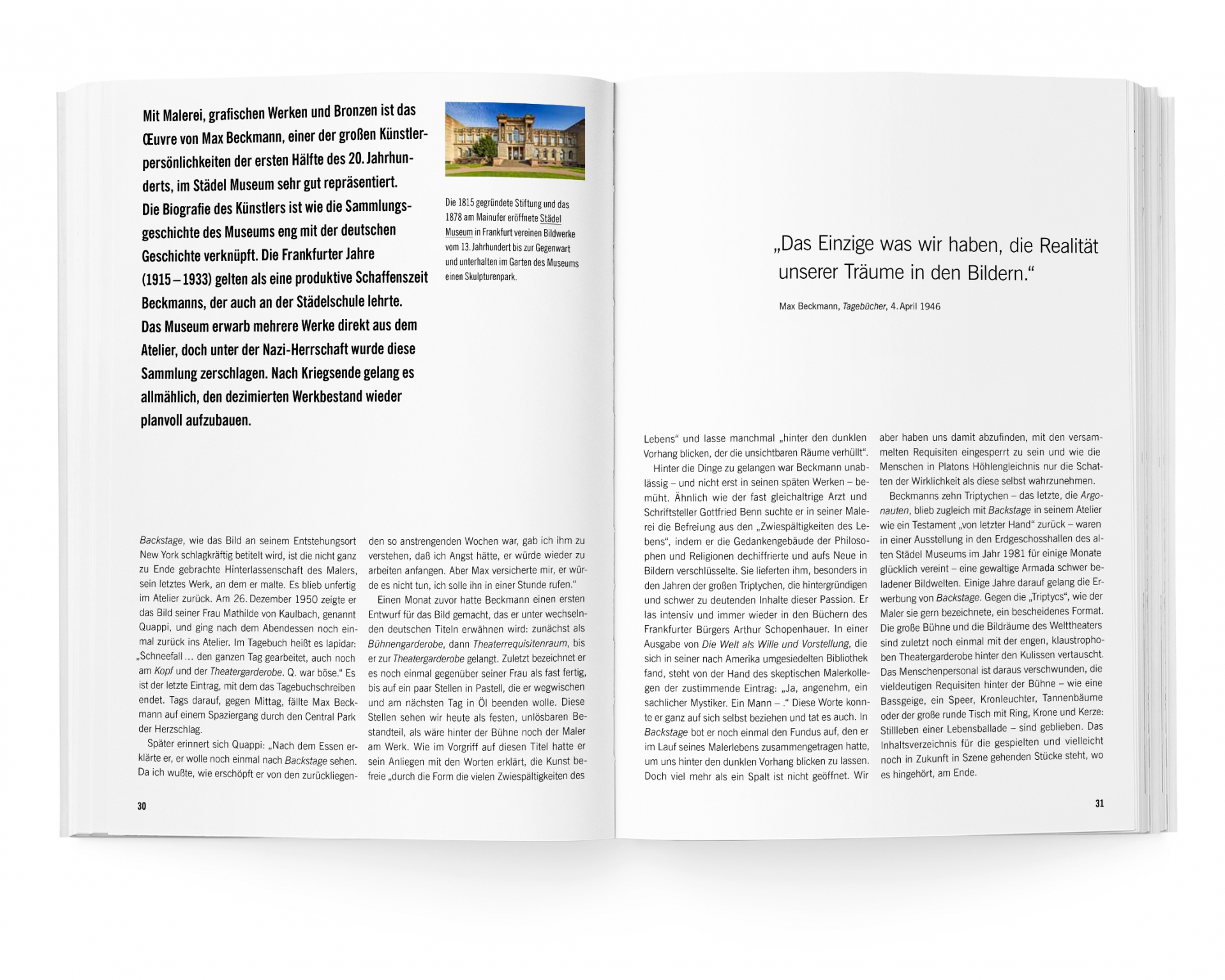 Buchgestaltung Jubiläumsband 30 Jahre Hessische Kulturstiftung Innenseite Doppelseite
