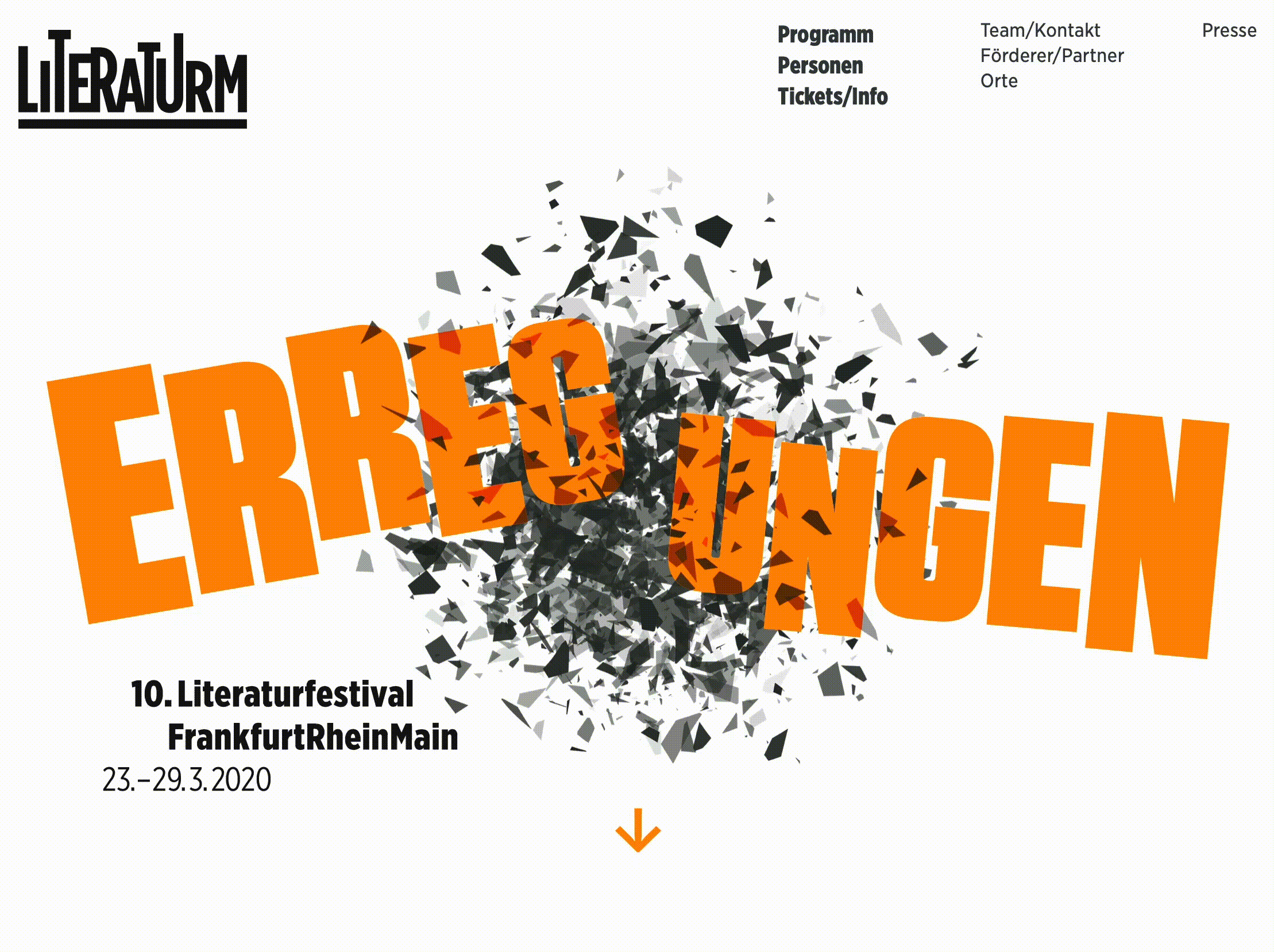 Webdesign - Literaturm Kampagne 2020 - Erregungen Kulturamt Frankfurt am Main