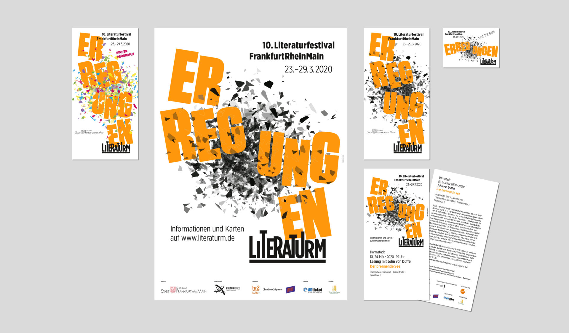 Medien der Literaturm Kampagne 2020 - Erregungen - Kulturamt Frankfurt am Main - Umschlag