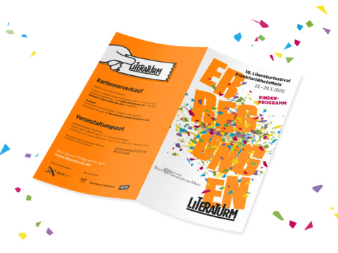 Gestaltung Kinderprogrammheft Literaturm Kampagne 2020 - Erregungen - Kulturamt Frankfurt am Main - Umschlag