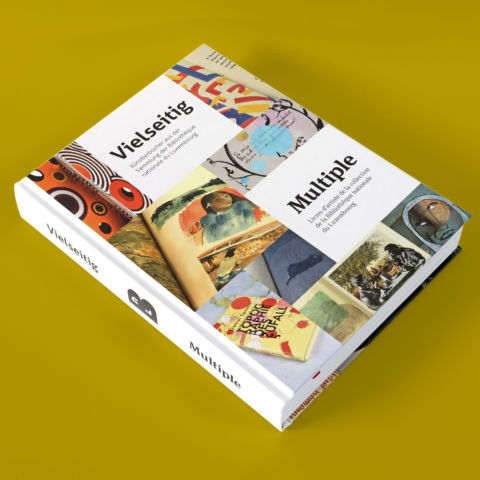 Bibliothèque nationale du Luxembourg Katalog Buchgestaltung Vorderseite Cover Quadrat Hintergrund gelb