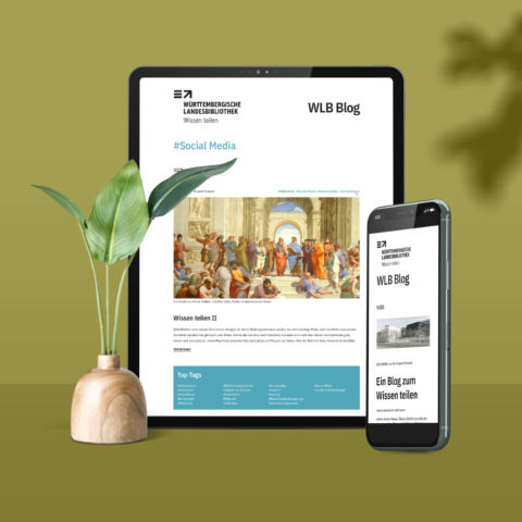 Württembergische Landesbibliothek Blog responsive Tablet und Handy Ansicht der Website - Teaser Quadrat